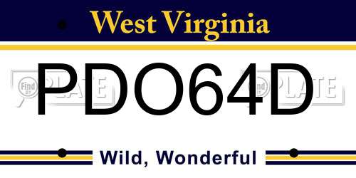 PDO64D West Virginia License Plate