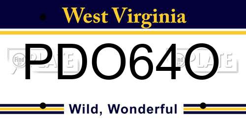 PDO64O West Virginia License Plate
