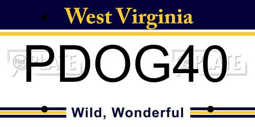 PDOG40 West Virginia License Plate