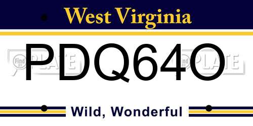 PDQ64O West Virginia License Plate