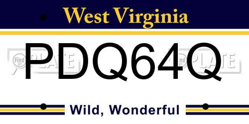 PDQ64Q West Virginia License Plate