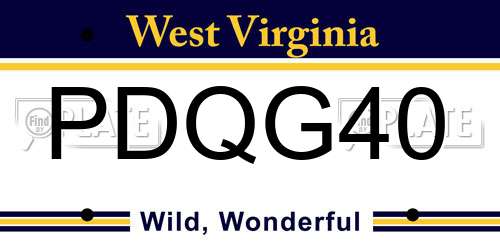 PDQG40 West Virginia License Plate
