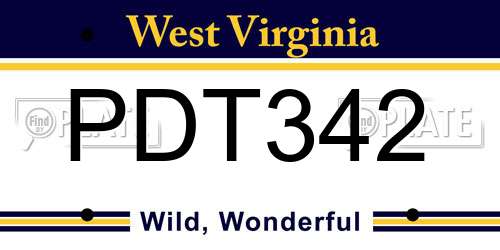PDT342 West Virginia License Plate