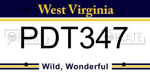 PDT347 West Virginia License Plate