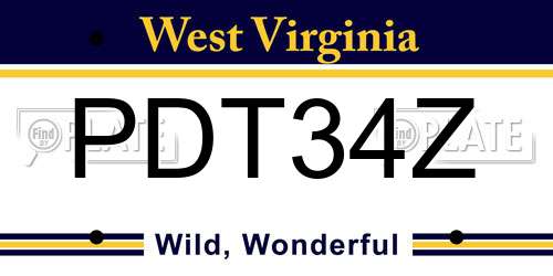 PDT34Z West Virginia License Plate