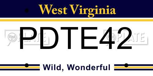 PDTE42 West Virginia License Plate
