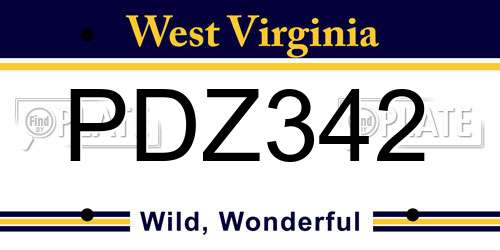 PDZ342 West Virginia License Plate