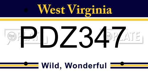 PDZ347 West Virginia License Plate