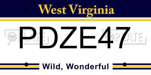 PDZE47 West Virginia License Plate