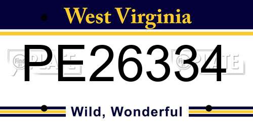 PE26334 West Virginia License Plate