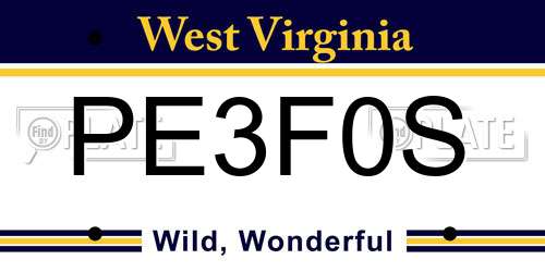 PE3F0S West Virginia License Plate