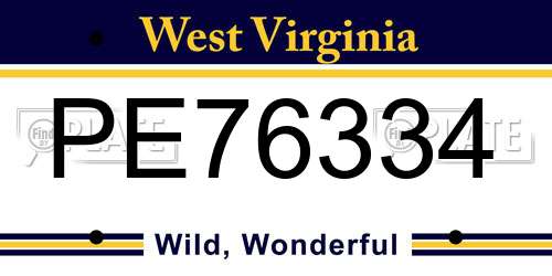 PE76334 West Virginia License Plate