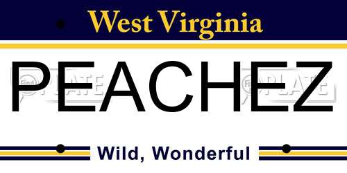 PEACHEZ West Virginia License Plate