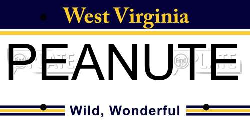 PEANUTE West Virginia License Plate