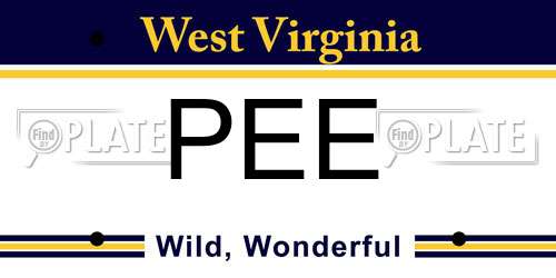 PEE West Virginia License Plate