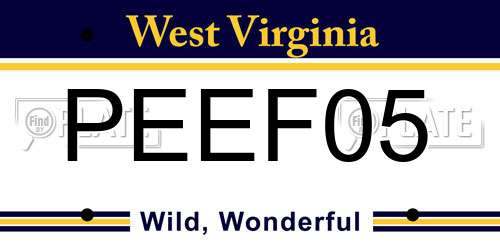 PEEF05 West Virginia License Plate