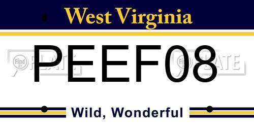 PEEF08 West Virginia License Plate