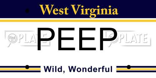PEEP West Virginia License Plate
