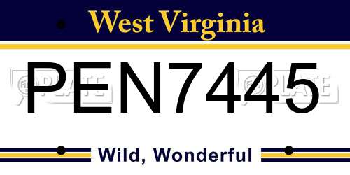 PEN7445 West Virginia License Plate