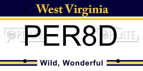 PER8D West Virginia License Plate