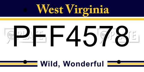 PFF4578 West Virginia License Plate