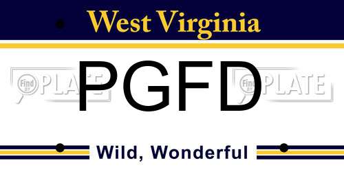 PGFD West Virginia License Plate