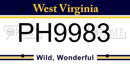 PH9983 West Virginia License Plate