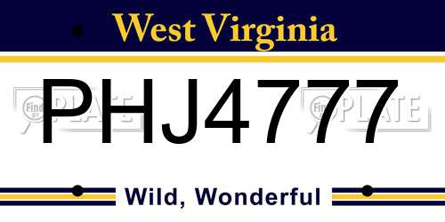 PHJ4777 West Virginia License Plate