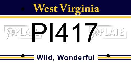 PI417 West Virginia License Plate