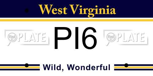 PI6 West Virginia License Plate