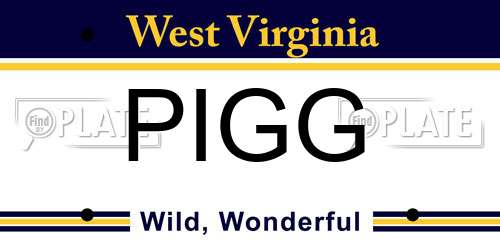 PIGG West Virginia License Plate