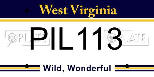 PIL113 West Virginia License Plate