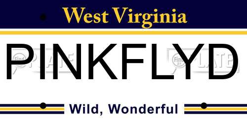 PINKFLYD West Virginia License Plate
