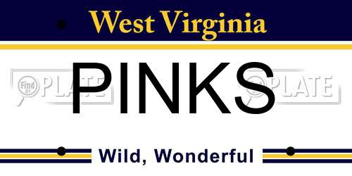 PINKS West Virginia License Plate
