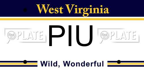 PIU West Virginia License Plate