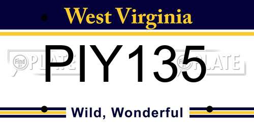 PIY135 West Virginia License Plate