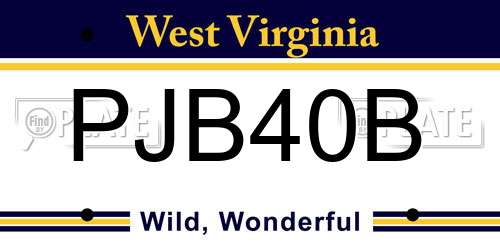PJB40B West Virginia License Plate
