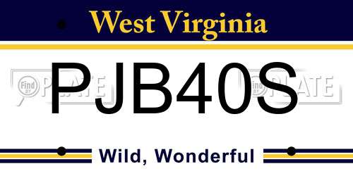 PJB40S West Virginia License Plate