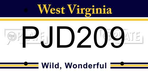 PJD209 West Virginia License Plate