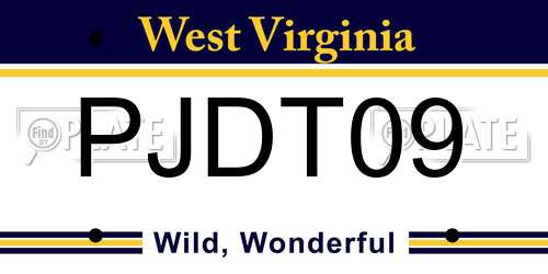PJDT09 West Virginia License Plate