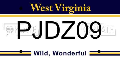 PJDZ09 West Virginia License Plate