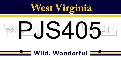 PJS405 West Virginia License Plate
