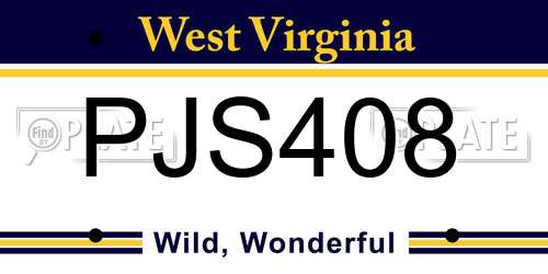 PJS408 West Virginia License Plate