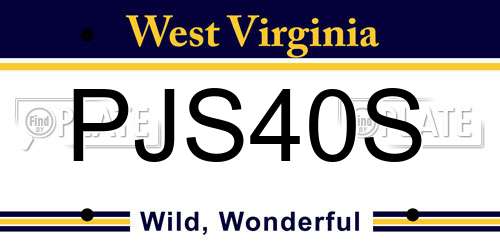 PJS40S West Virginia License Plate