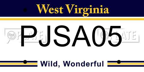 PJSA05 West Virginia License Plate