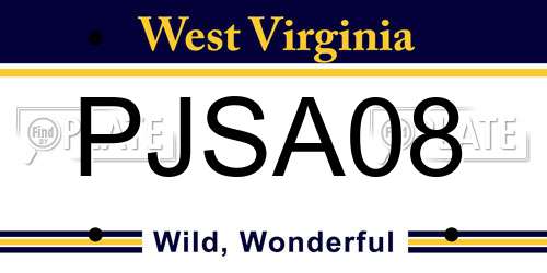 PJSA08 West Virginia License Plate