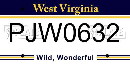 PJW0632 West Virginia License Plate