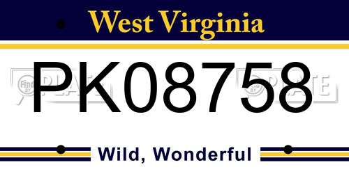 PK08758 West Virginia License Plate