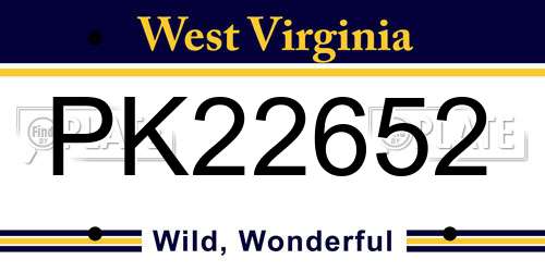 PK22652 West Virginia License Plate