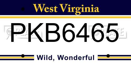 PKB6465 West Virginia License Plate